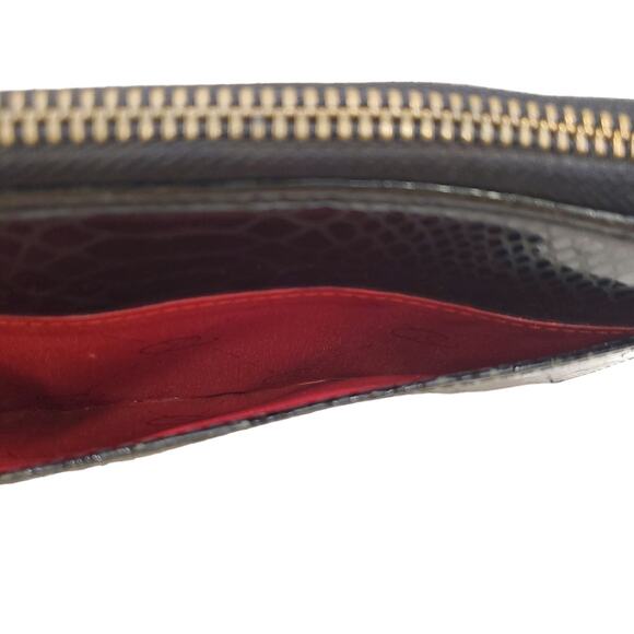 Vintage Oscar De La Renta Leather Wallet Black Snakeskin Pattern Wallet - Picture 7 of 16